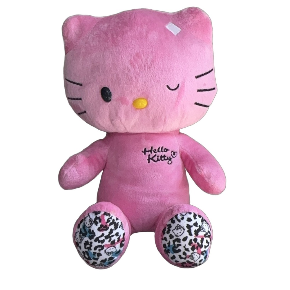 Build-A-Bear Hello Kitty Plush 16" Pink Leopard Print 2012 Stuffed Animal Cat
